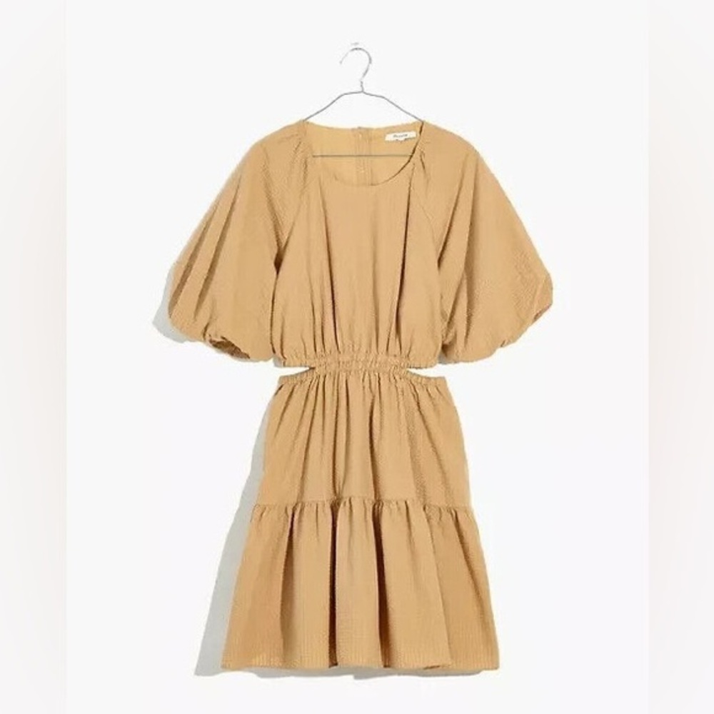 Madewell Dresses Madewell Women’s Seersucker Puff Sleeve Cutout Mini Dress